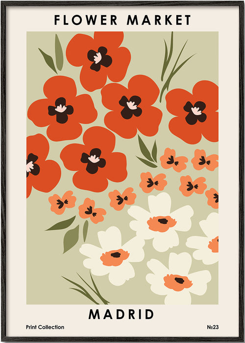 Botanisk poster Flower Market Madrid korall