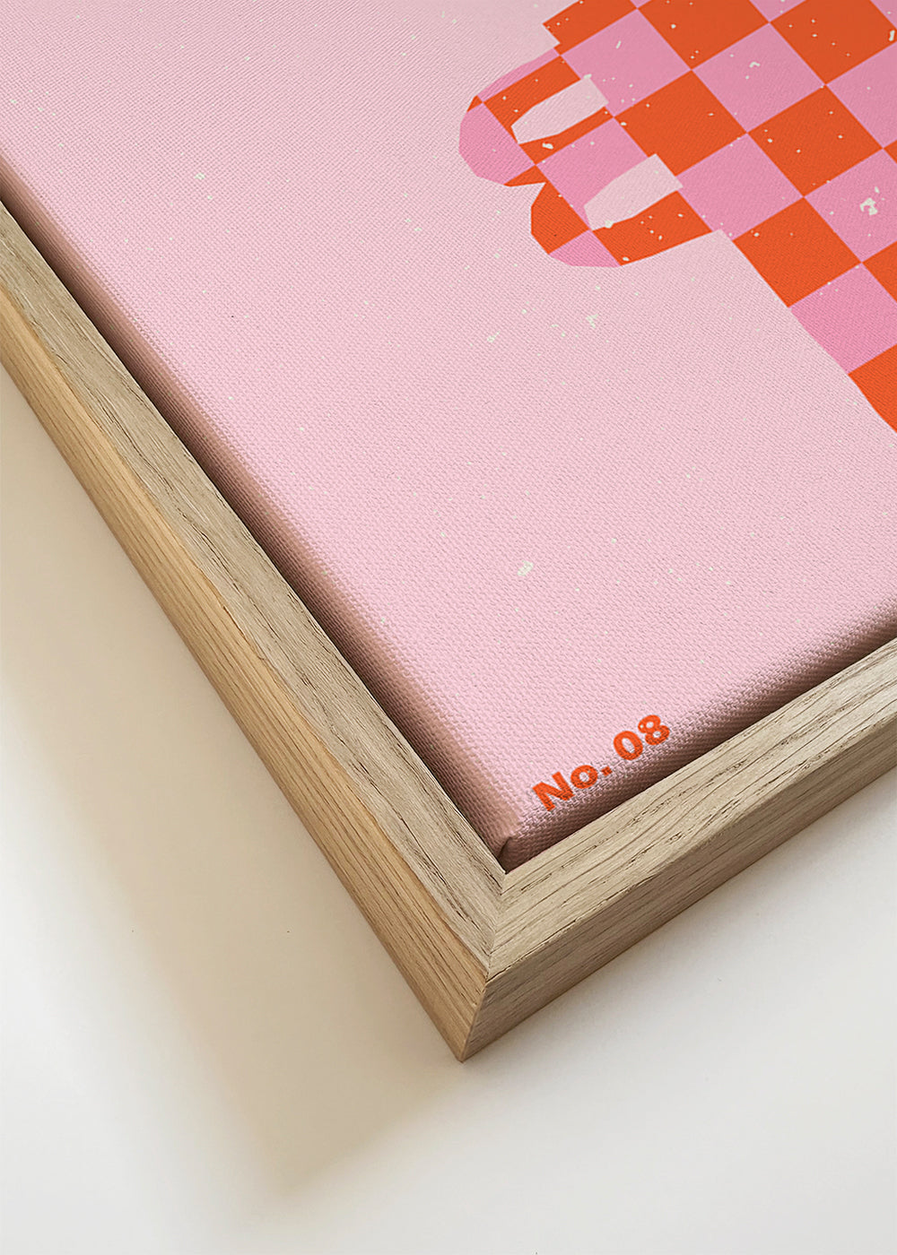 Botanisk poster: orange blomma mot rosa bakgrund