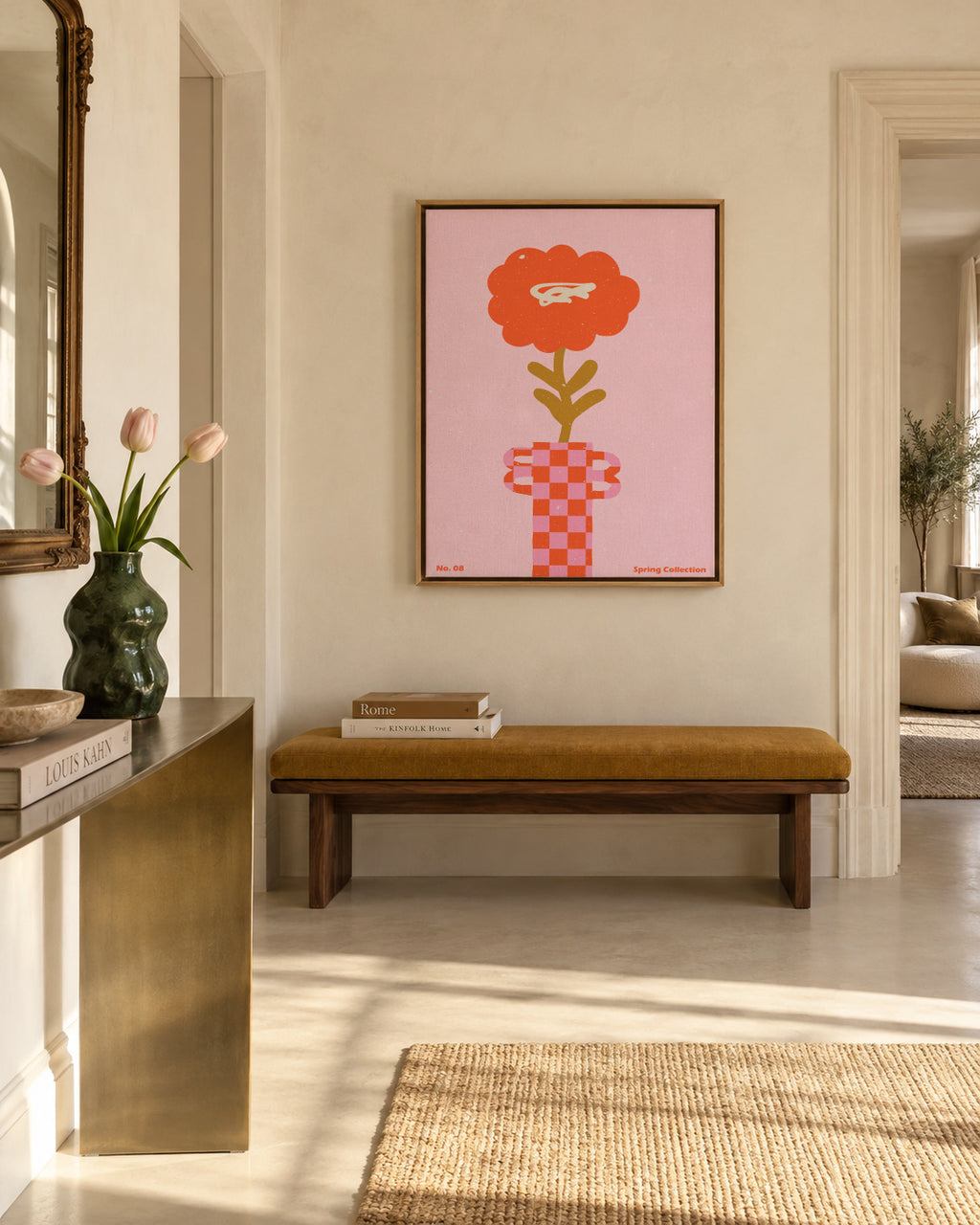 Spring Flower 08 - Framed canvas in an interior