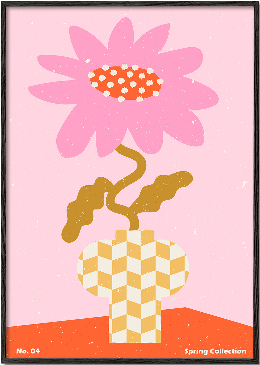 Botanisk poster rosa med grafisk blomma