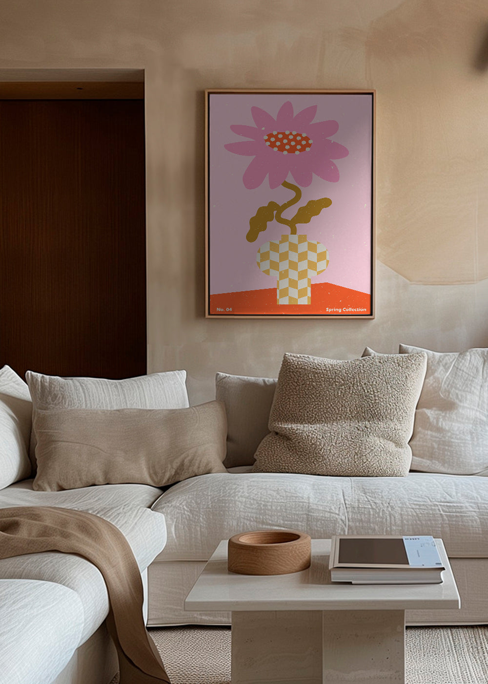 Botanisk poster rosa med grafisk blomma