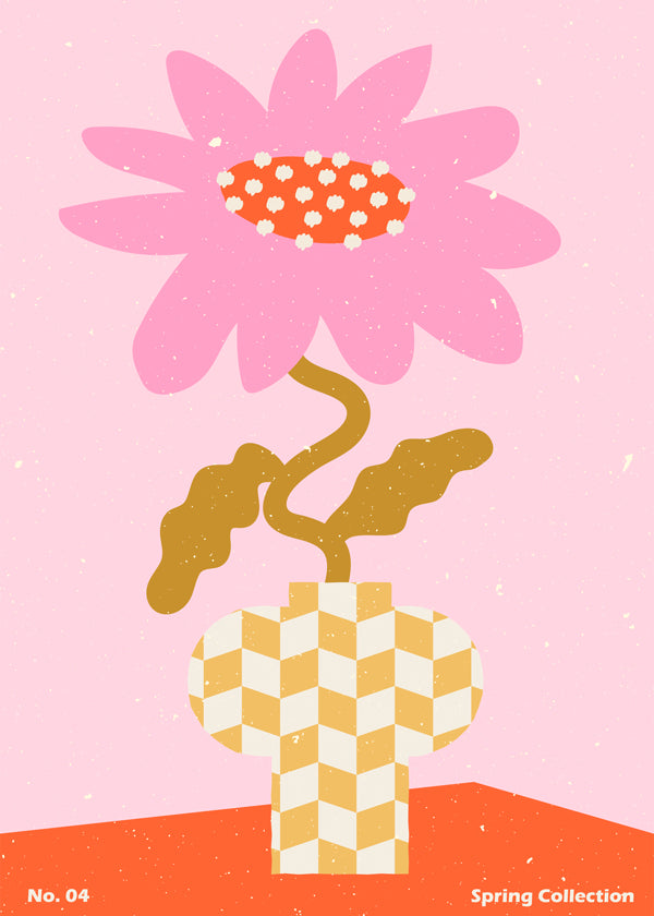 Botanisk poster rosa med grafisk blomma