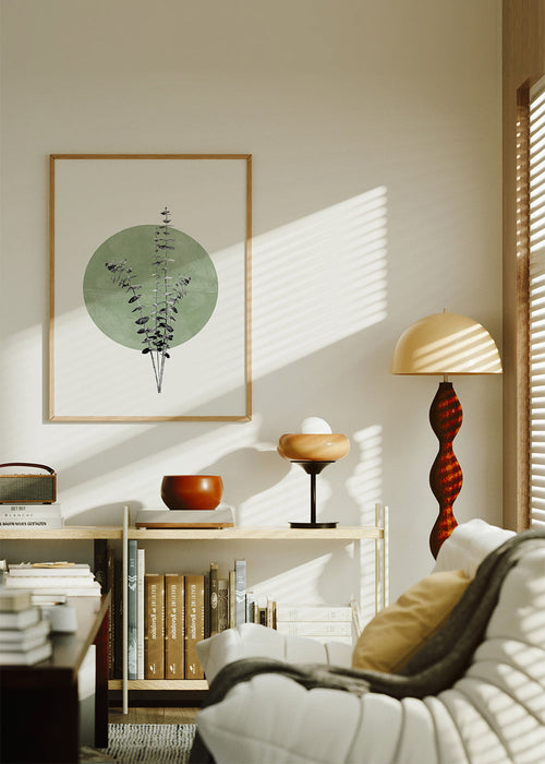 Botanisk poster: eukalyptus med grön cirkel