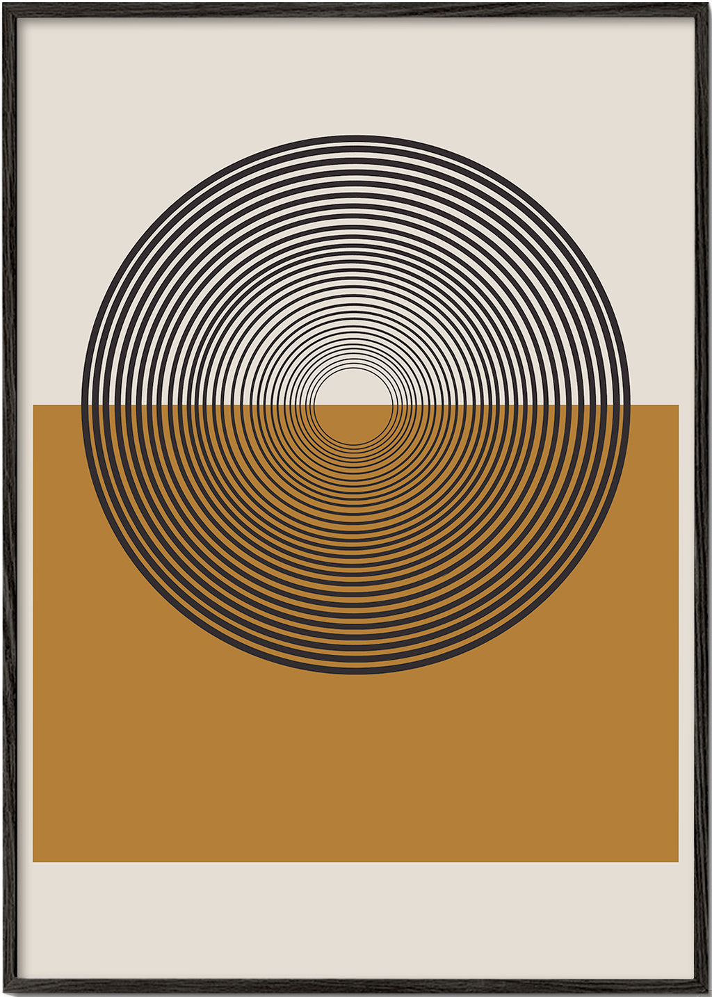 Geometrisk poster koncentriska cirklar och ockra block
