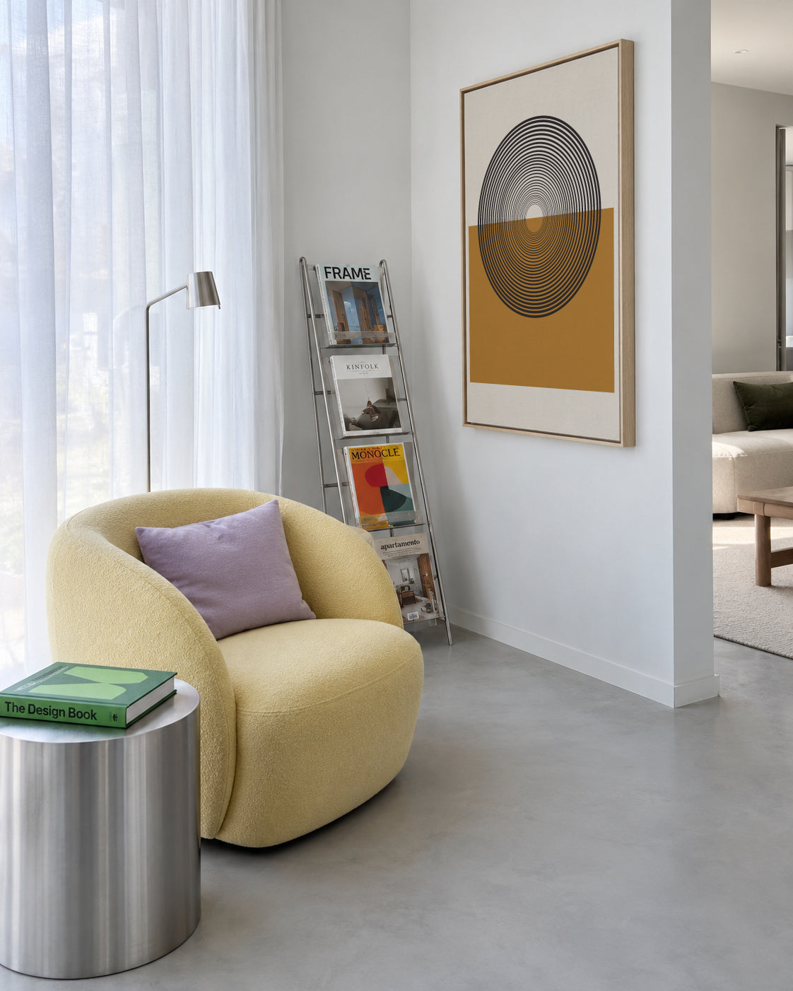 Retro Landscape - Framed canvas in an interior