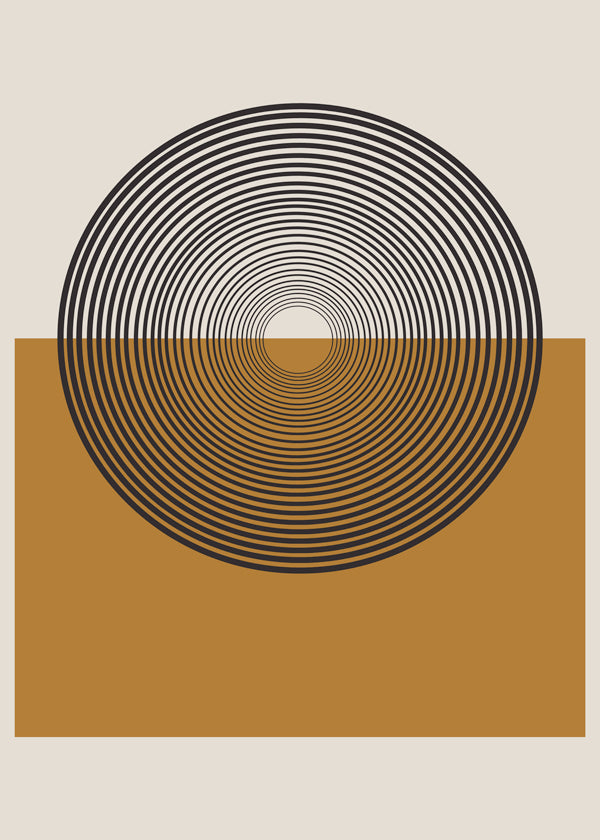 Geometrisk poster koncentriska cirklar och ockra block