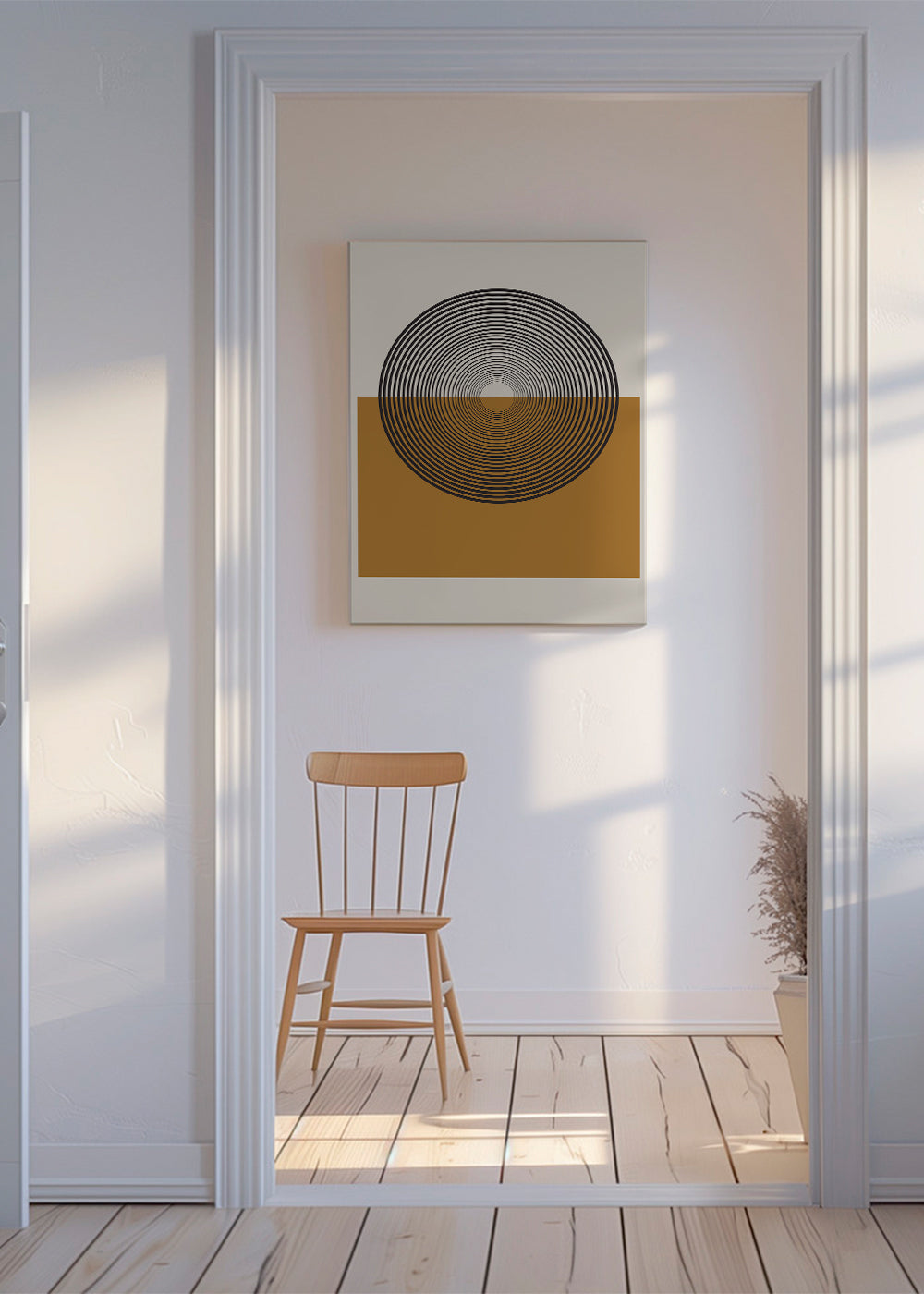 Geometrisk poster koncentriska cirklar och ockra block