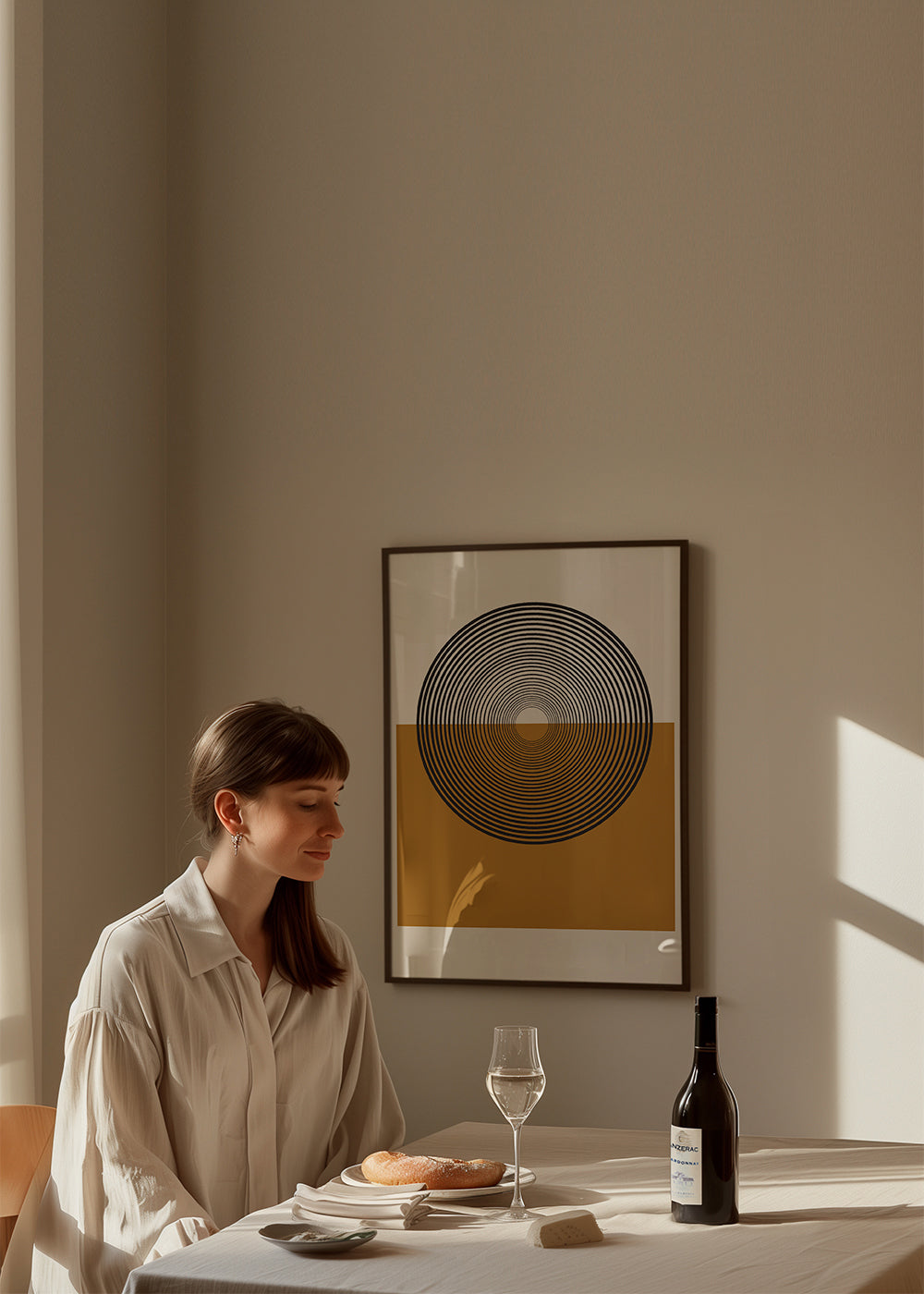 Geometrisk poster koncentriska cirklar och ockra block