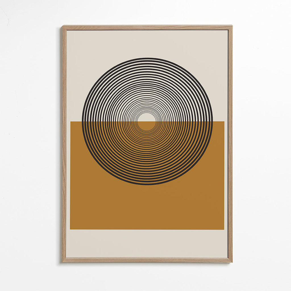 Geometrisk poster koncentriska cirklar och ockra block