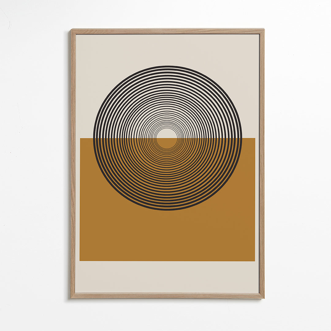 Geometrisk poster koncentriska cirklar och ockra block