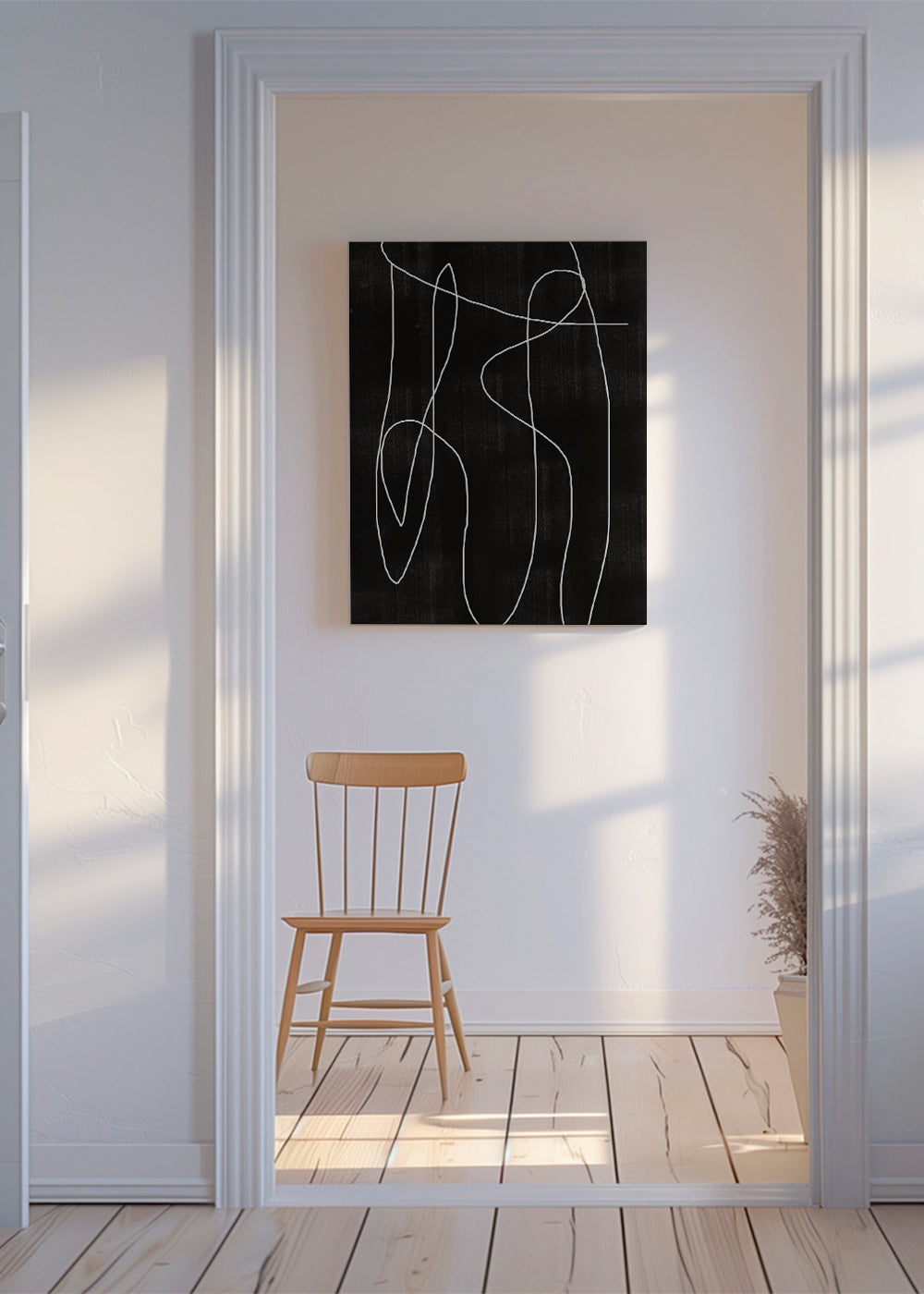 Abstrakt konst med kontinuerlig linje på mörk bakgrund