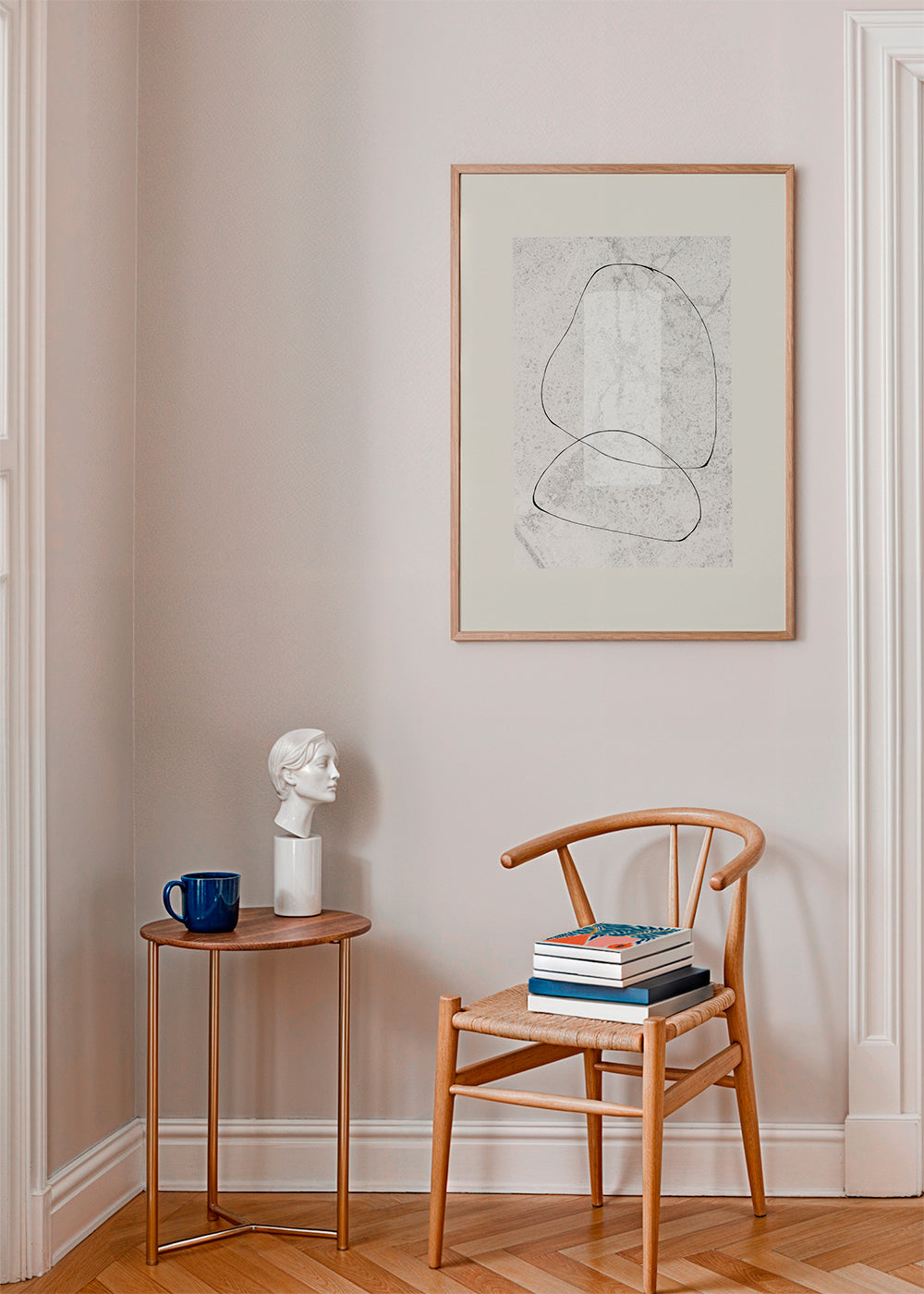 Minimalistisk tavla med kontinuerliga linjer