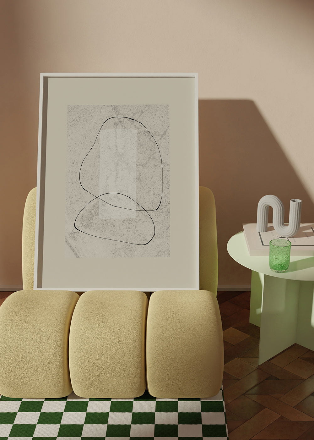 Minimalistisk tavla med kontinuerliga linjer