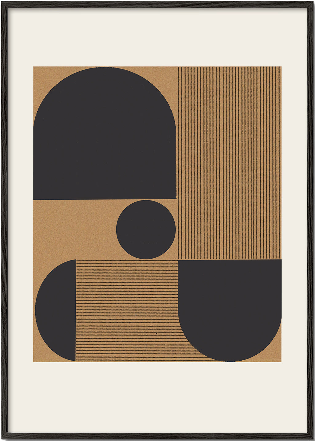 Geometrisk poster med halvcirklar och band