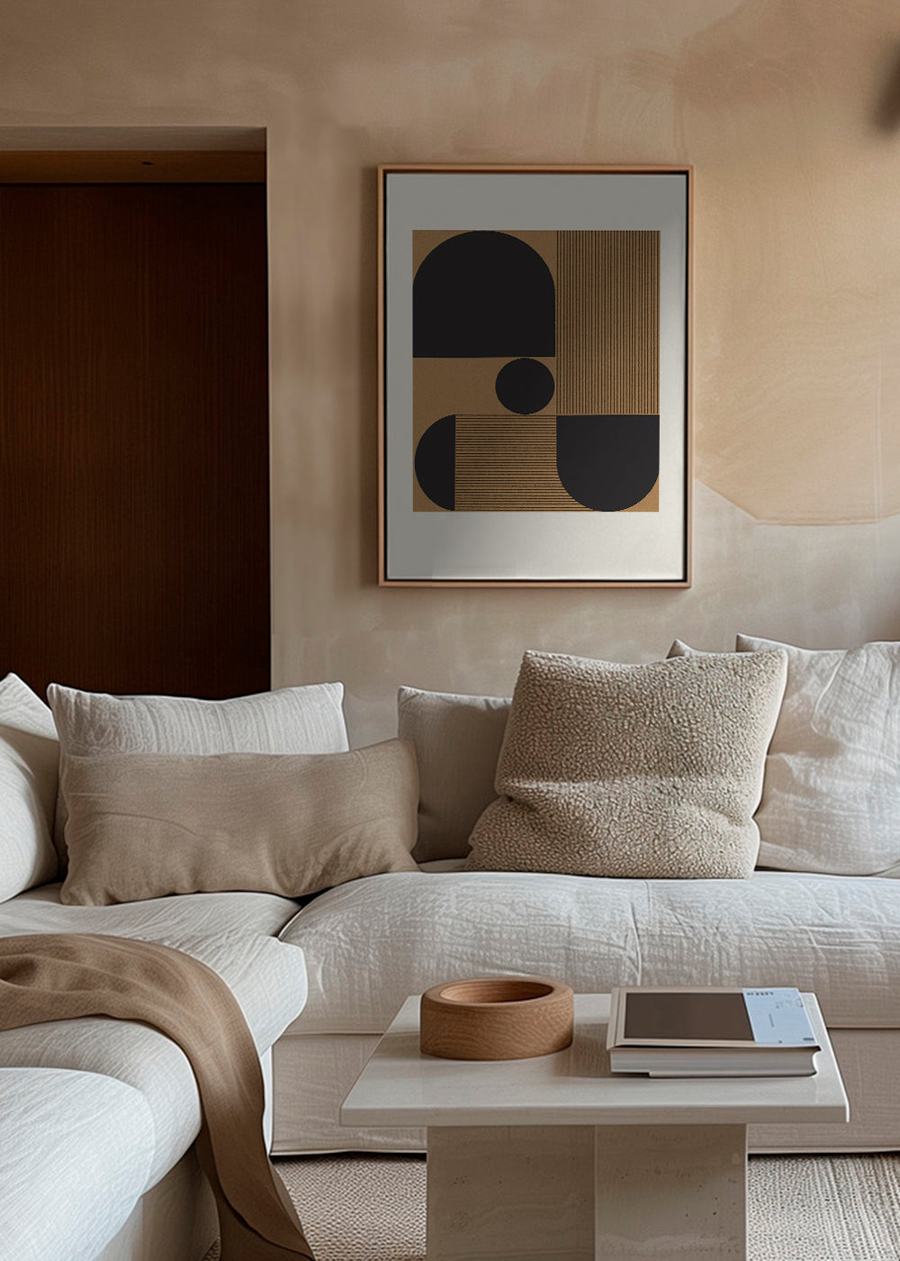 Geometrisk poster med halvcirklar och band