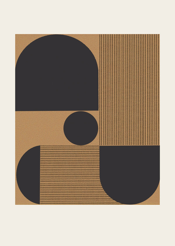 Geometrisk poster med halvcirklar och band