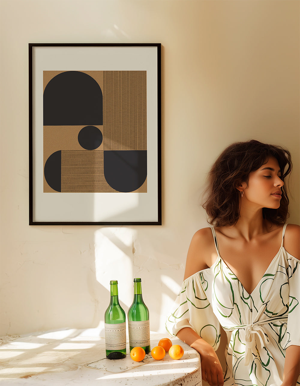 Geometrisk poster med halvcirklar och band