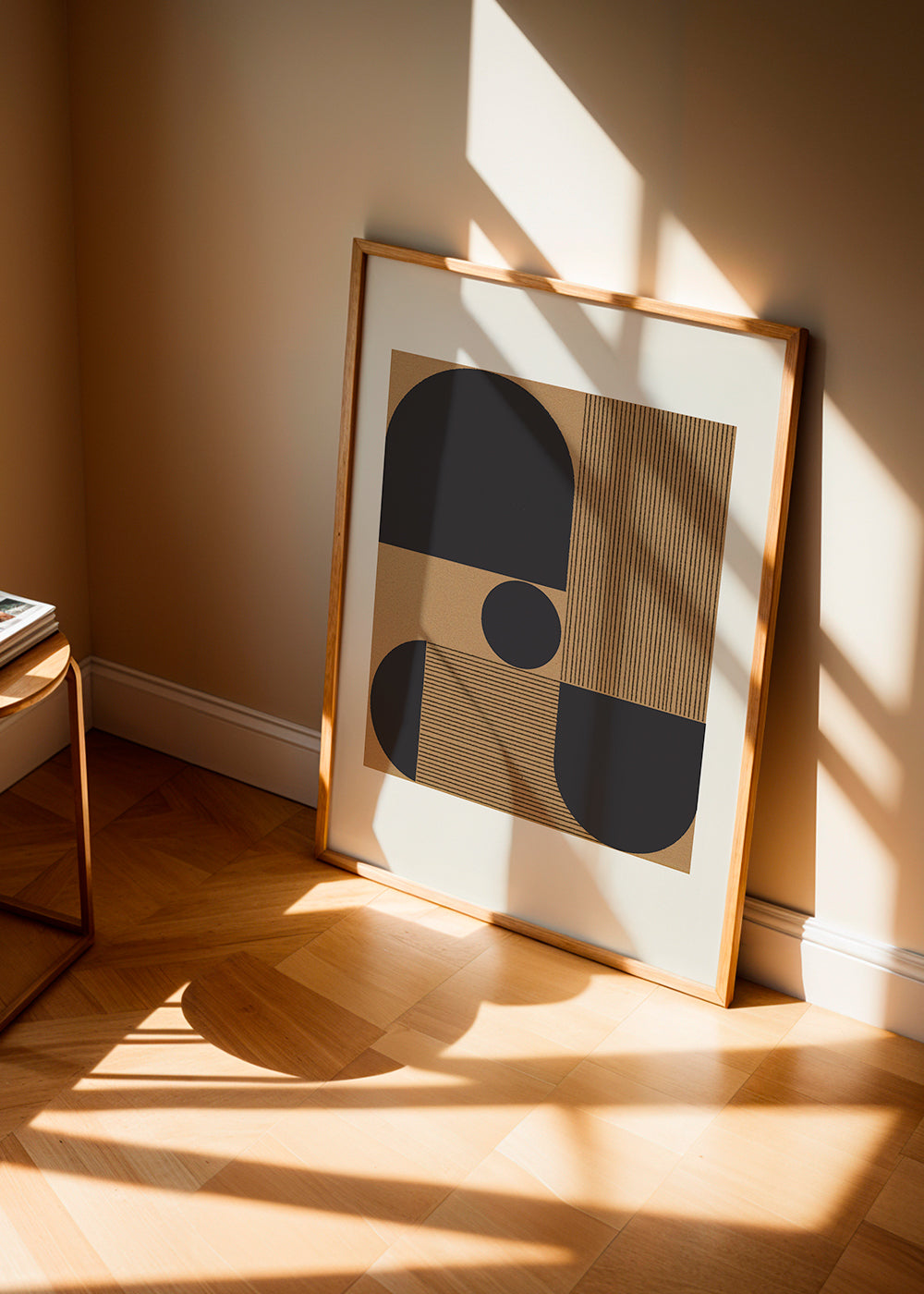Geometrisk poster med halvcirklar och band