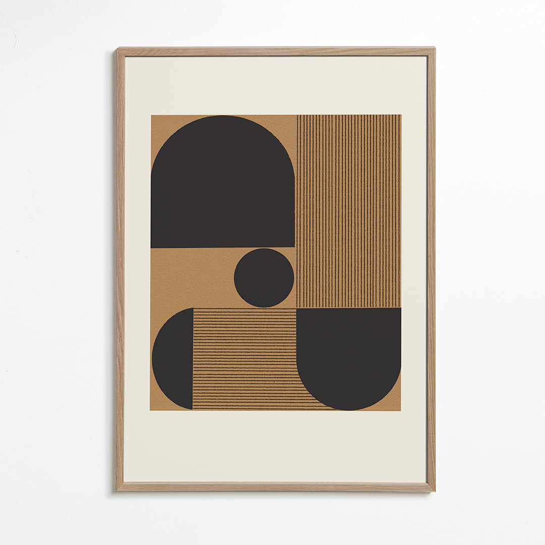 Geometrisk poster med halvcirklar och band