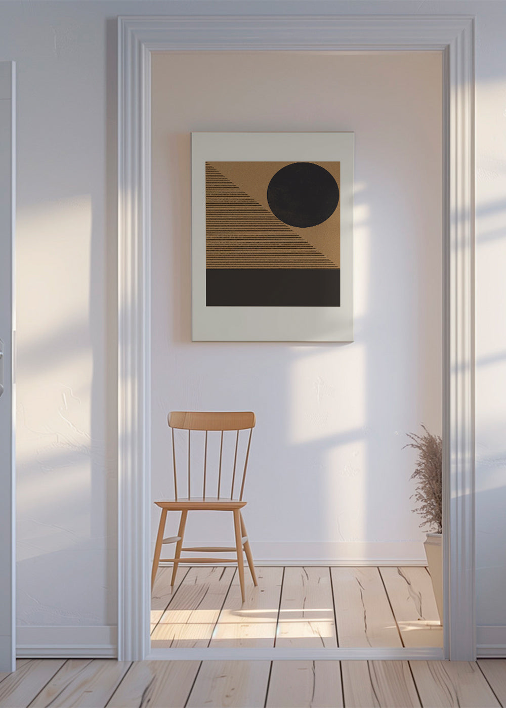 Geometrisk tavla med cirkel och diagonala linjer