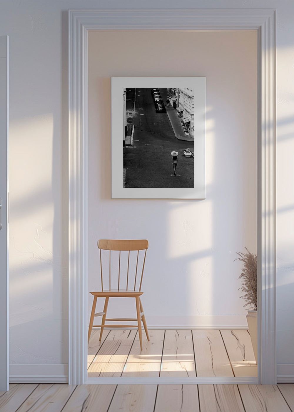 Gatufotografi med en ensam figur