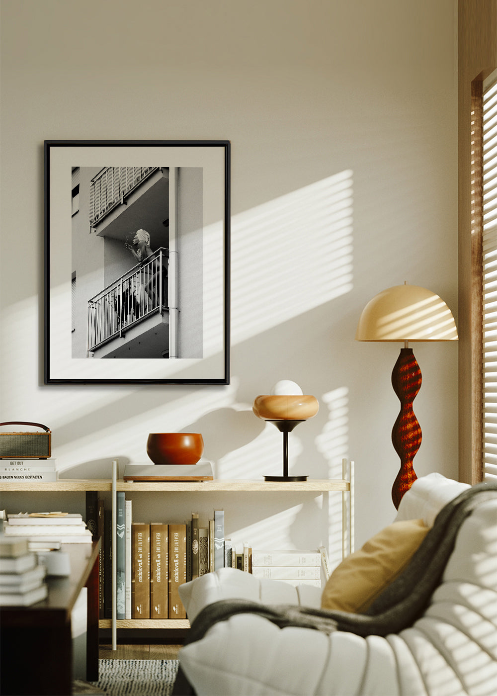 Fotografi av balkongögonblick i svartvitt