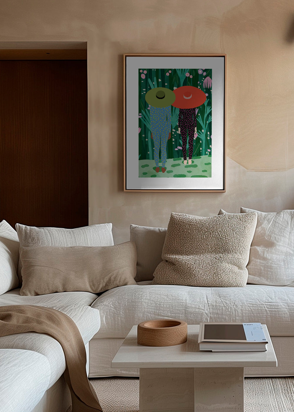 Botanisk poster med två figurer och hattar