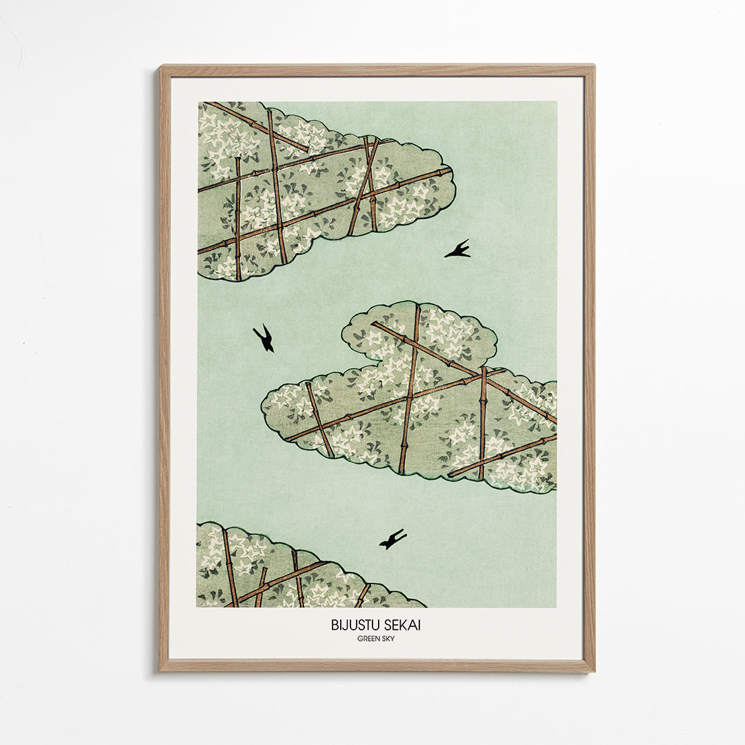 Botanisk poster nätmönstrade blad och svalor