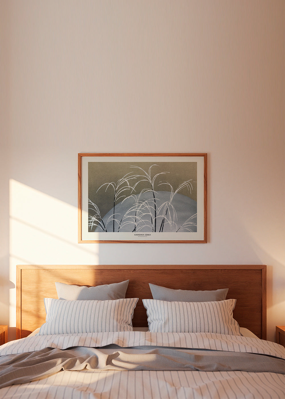 Botanisk poster: vita vassstrån på blå kulle