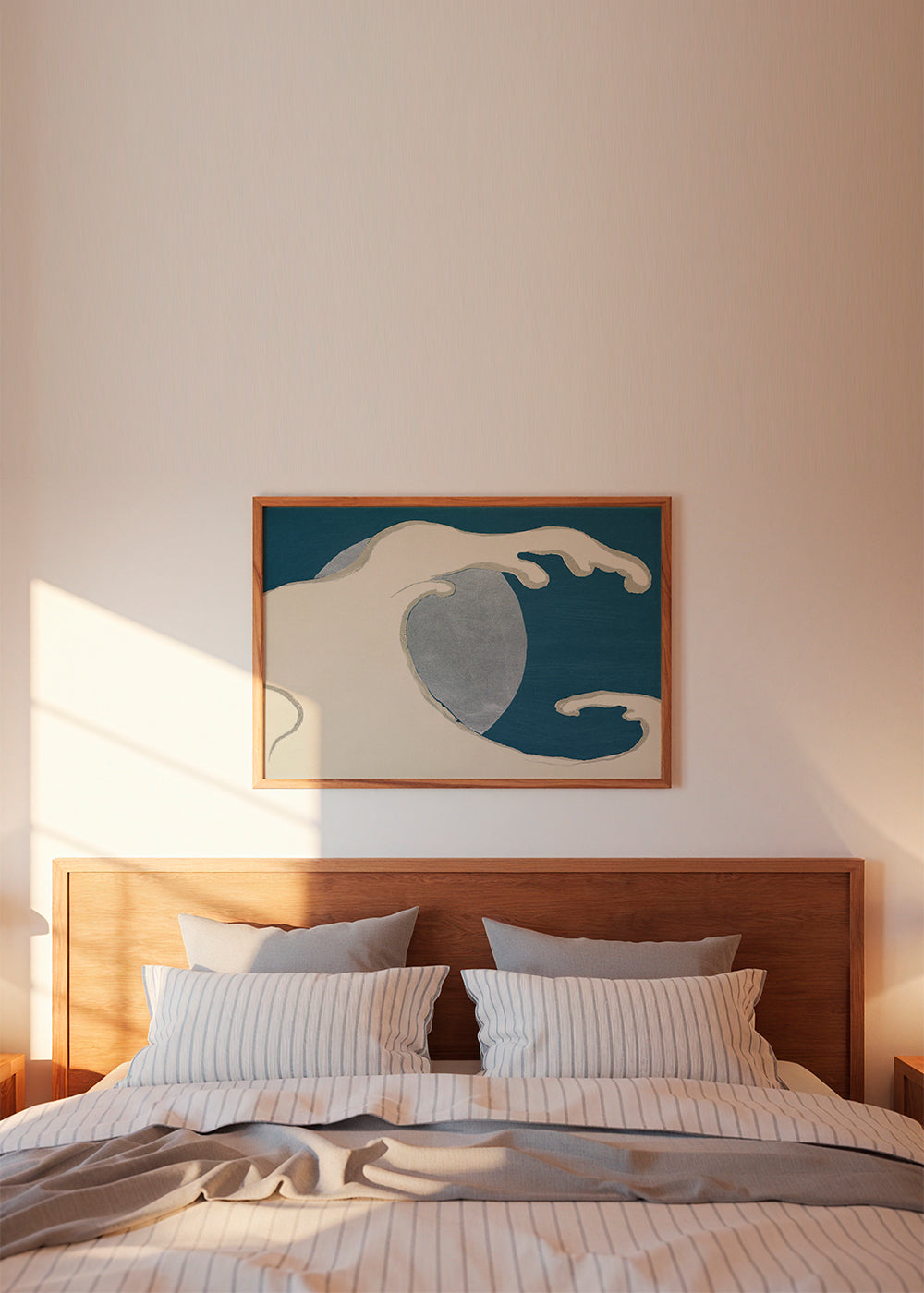Illustration: stiliserad våg och månskiva