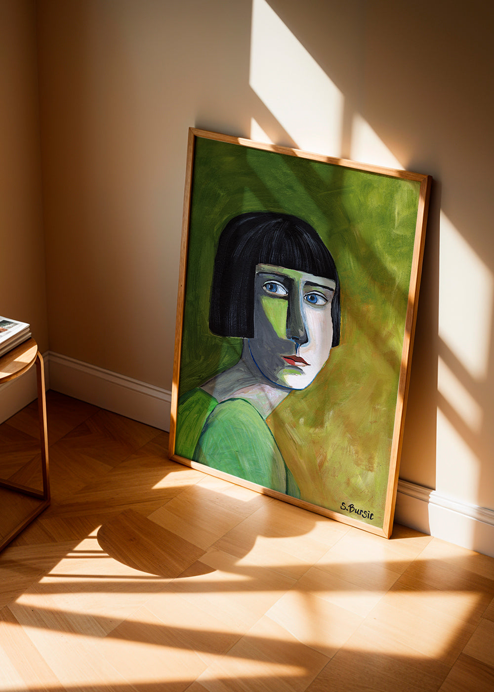 Illustration porträtt kvinna med sidoblick