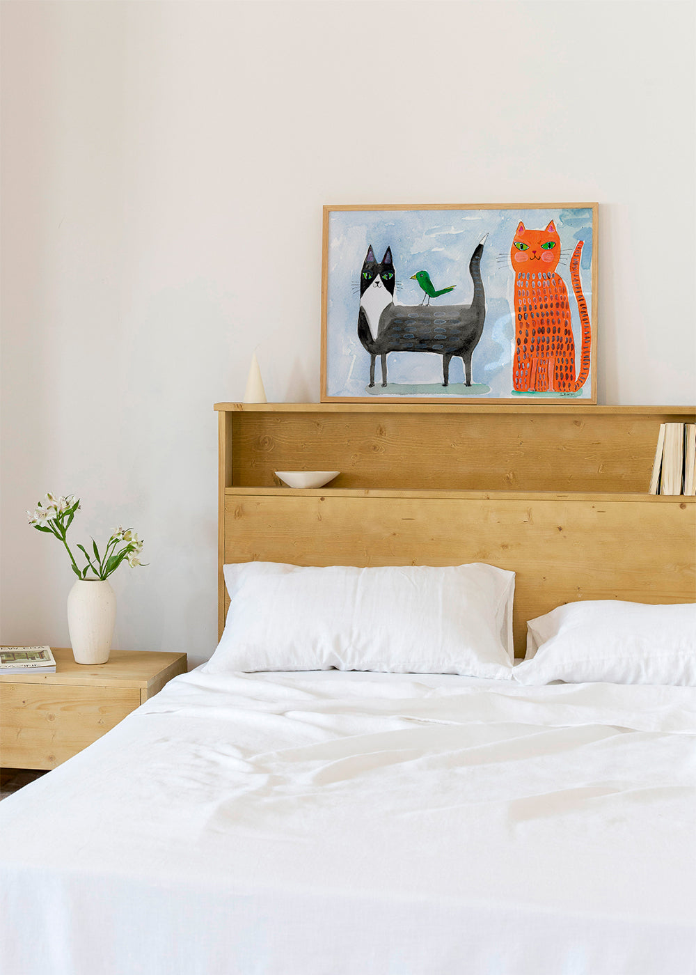 Lekfull katt och fågel illustration