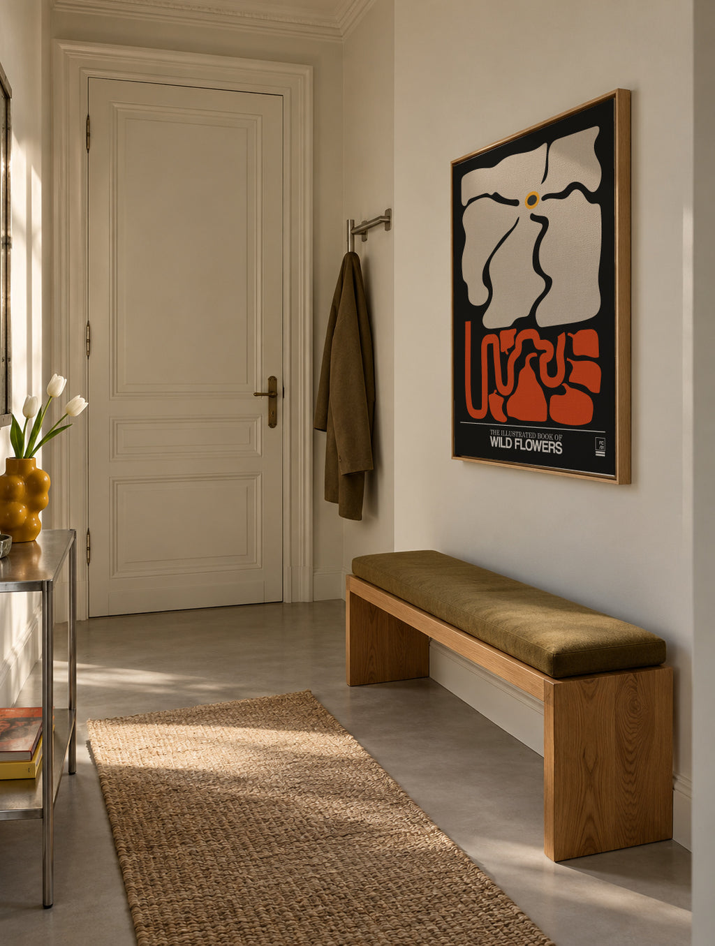 The Illustrated Book Of Wild Flowers Vol.1 Grey - Framed canvas in an interior
