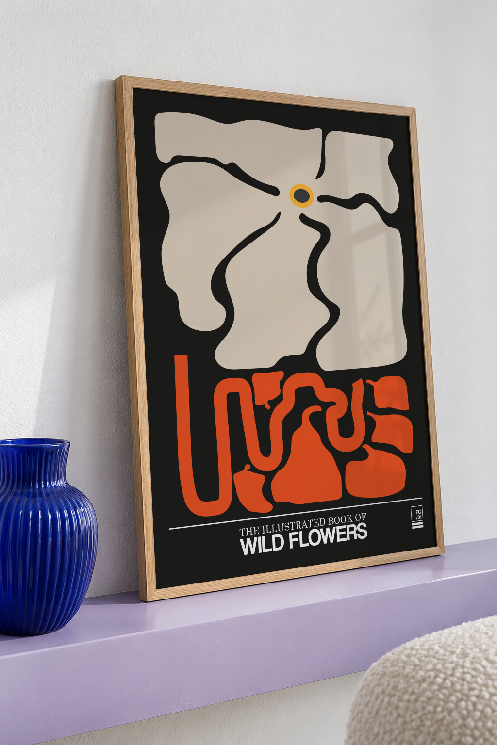 The Illustrated Book Of Wild Flowers Vol.1 Grey - Framed poster detail