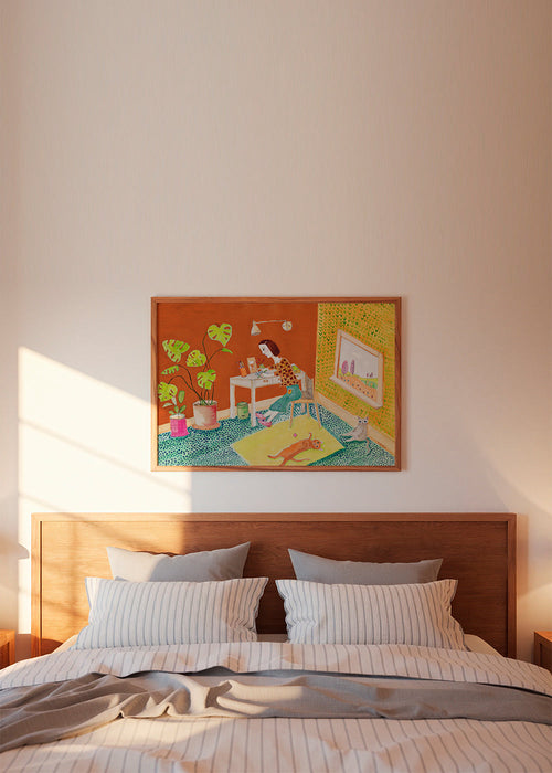 Illustration av katter inomhus