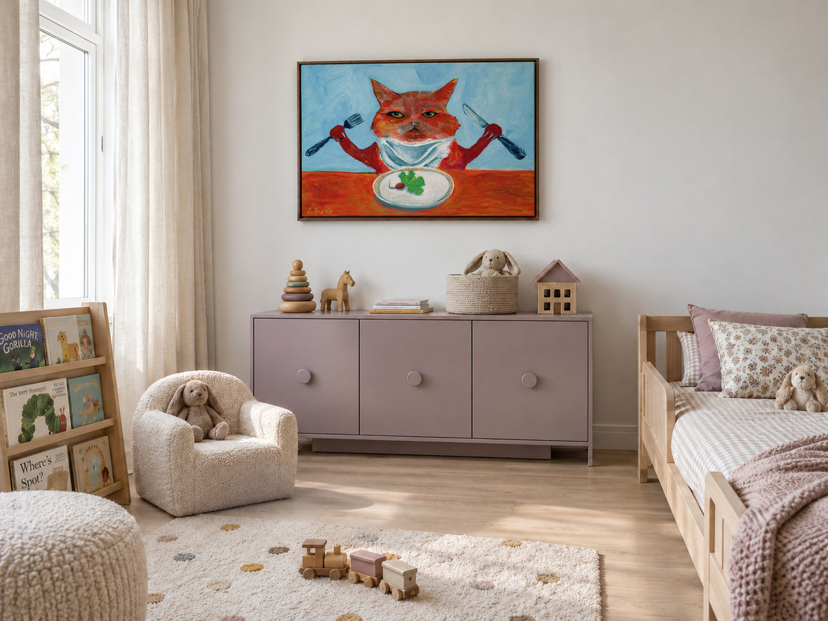 Vegan Cat - Framed canvas in an interior