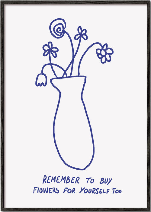Botanisk poster: vas-skiss och handskriven påminnelse