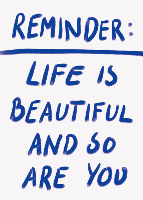 Typografisk illustration ”Reminder” i blå