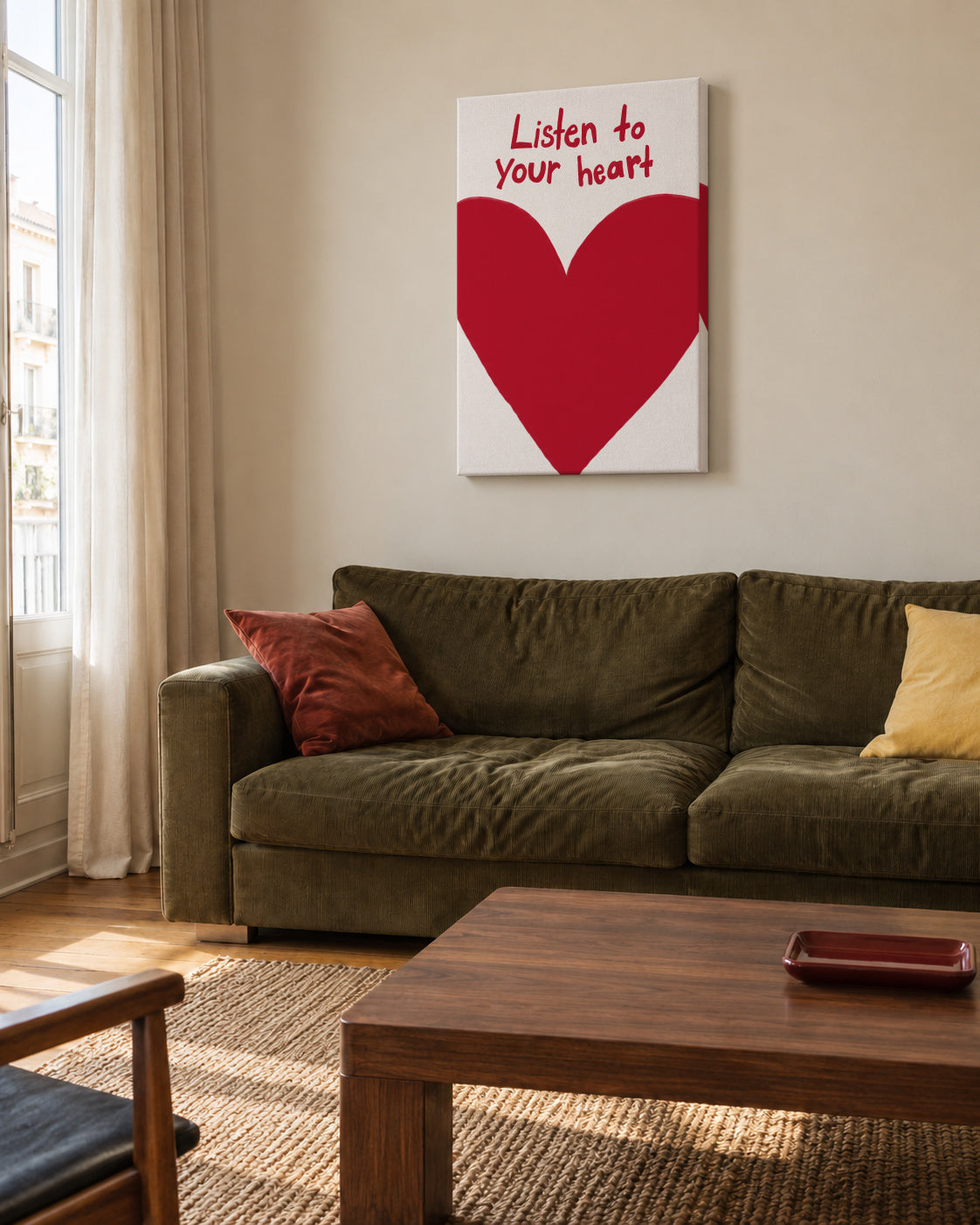 Listen To Your Heart - Unframed canvas in an interior