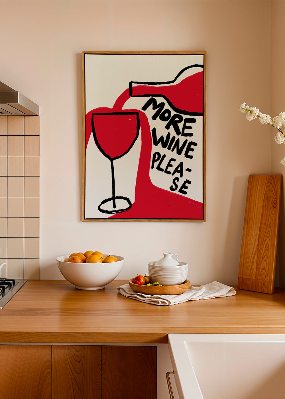 Kökskonst More Wine Please grafisk illustration