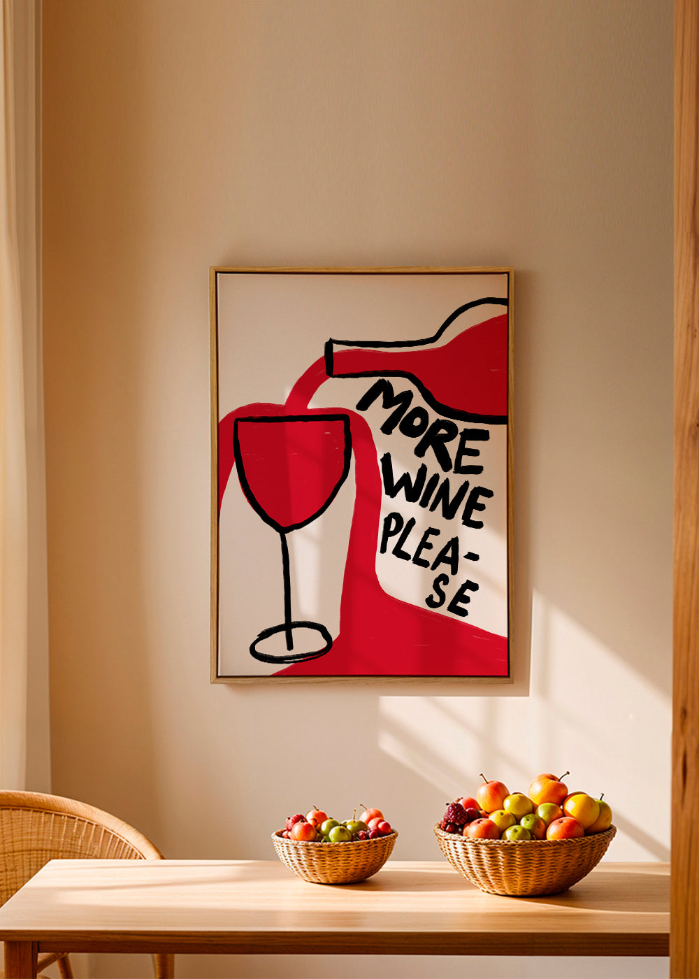 Kökskonst More Wine Please grafisk illustration