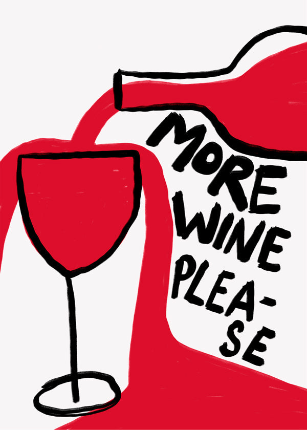Kökskonst More Wine Please grafisk illustration