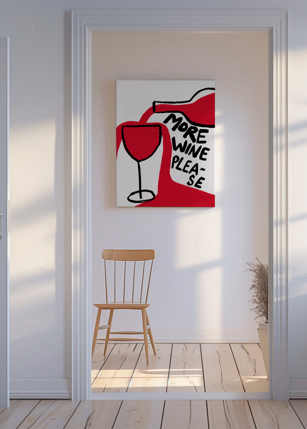 Kökskonst More Wine Please grafisk illustration