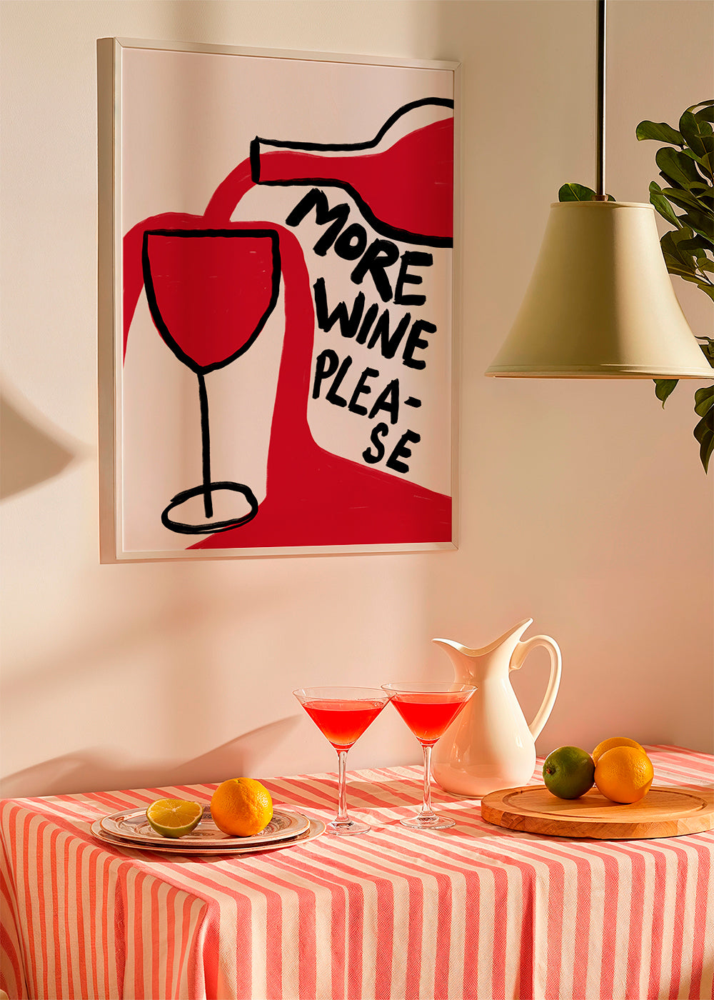 Kökskonst More Wine Please grafisk illustration