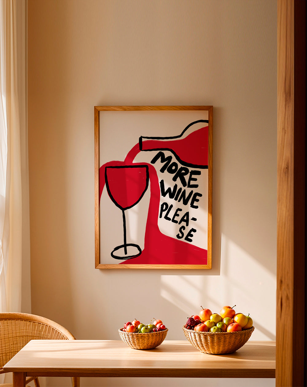 Kökskonst More Wine Please grafisk illustration