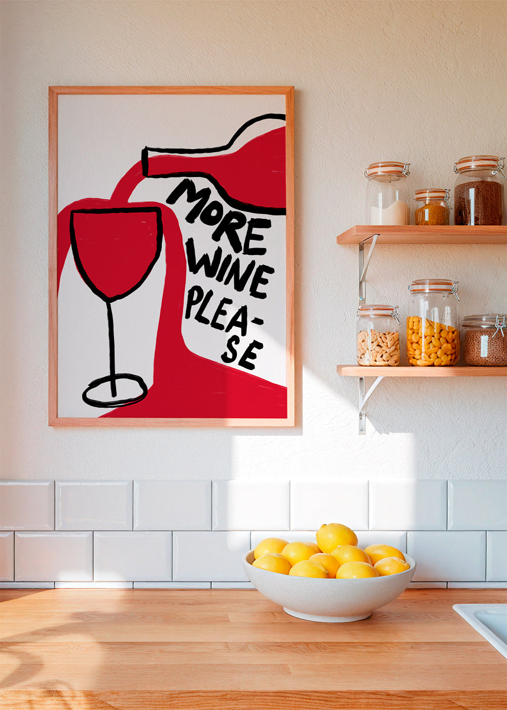Kökskonst More Wine Please grafisk illustration