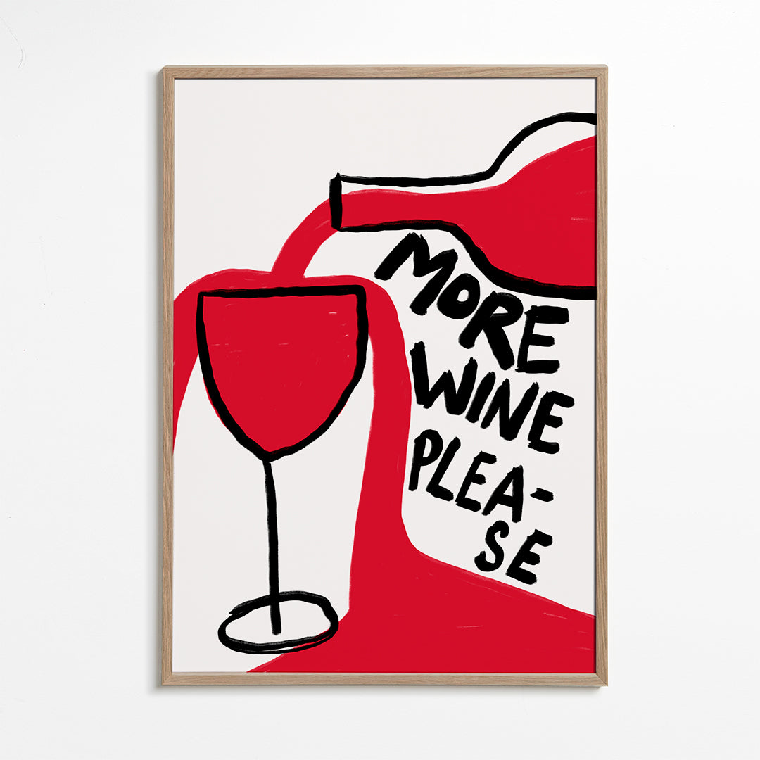 Kökskonst More Wine Please grafisk illustration