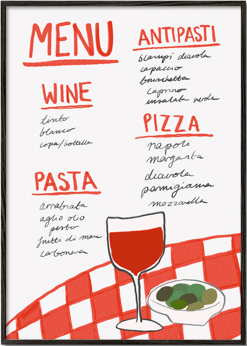 Kökskonst illustrerad italiensk meny