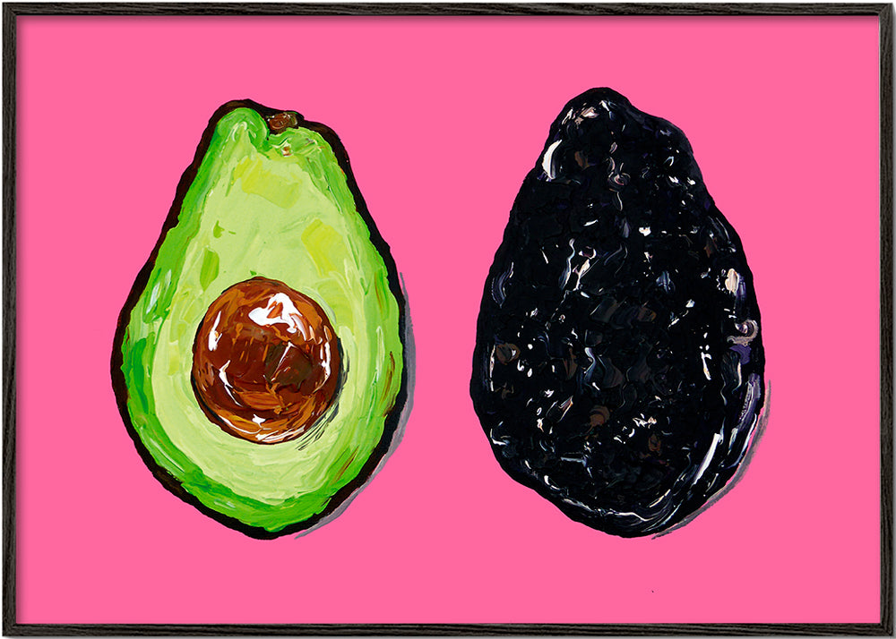 Kökskonst: avokado på rosa bakgrund