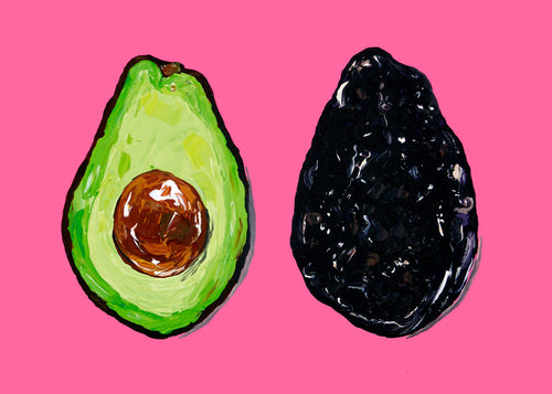 Kökskonst: avokado på rosa bakgrund